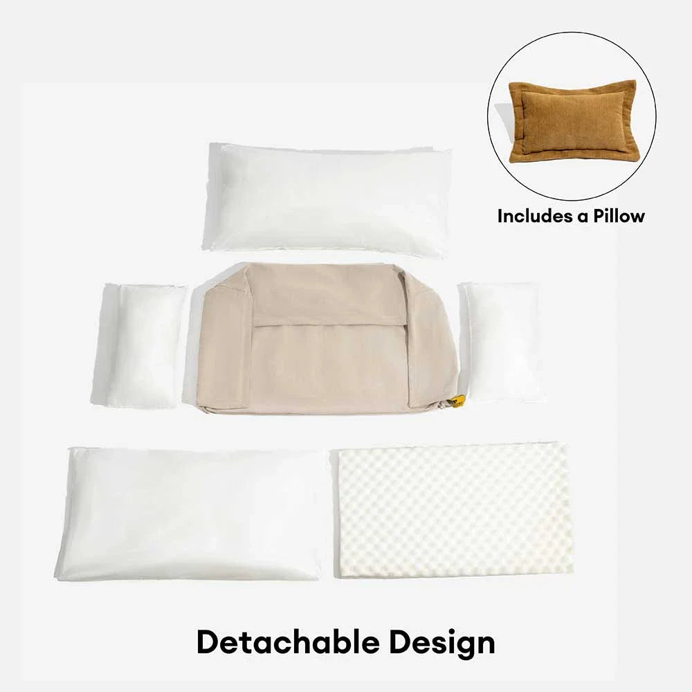 All-Season Chenille Dual-layer Removable Sponge Orthopedic Dog Bed With Pillow