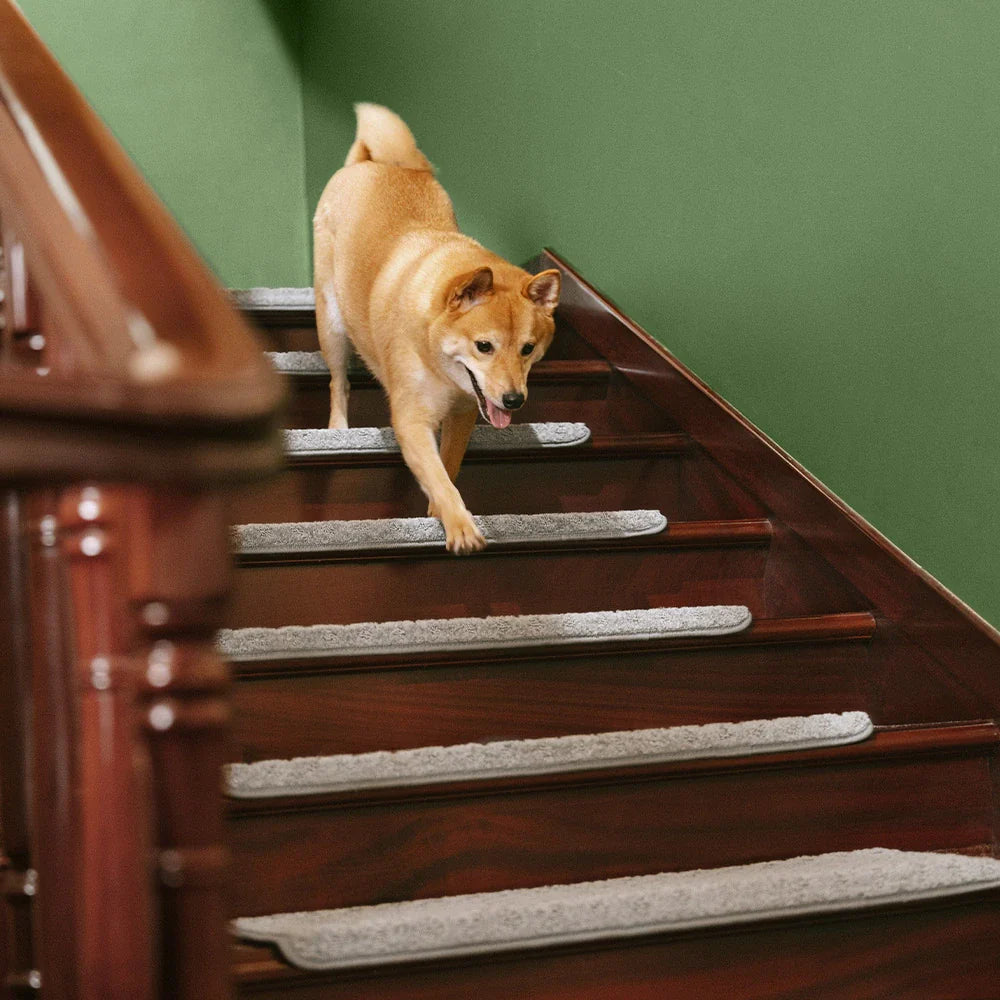 Soft Plush Indoor Stair Protectors Pet Friendly Tape Free Carpet Stair Treads