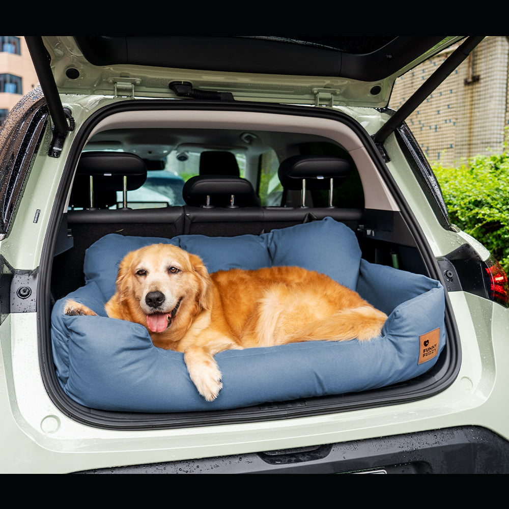 Travel Bolster Safety Medium Large Dog Car Back Seat Bed - FUNNYFUZZY