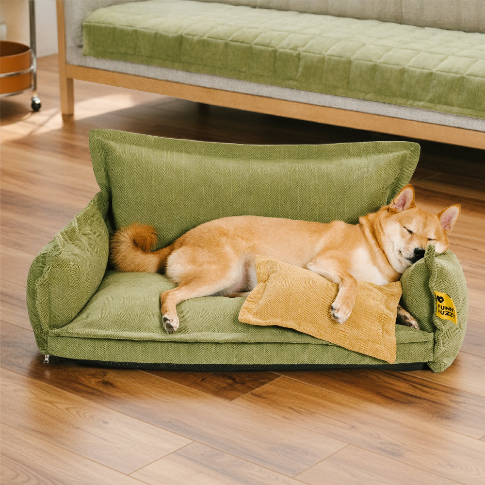 All-Season Chenille Dual-layer Removable Sponge Orthopedic Dog Bed With Pillow