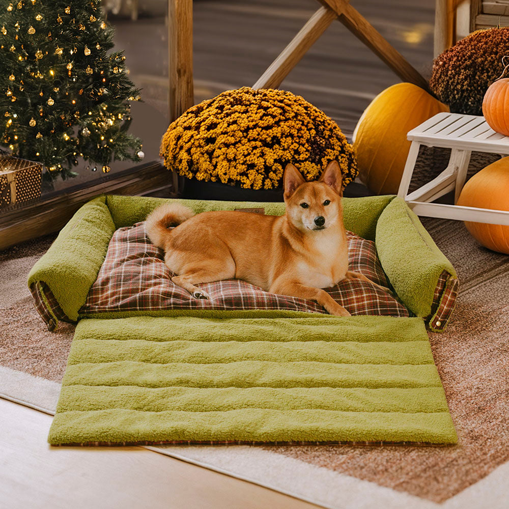 Large Washable Vintage Tartan Folding Blanket Dog Beds - Avocuddle