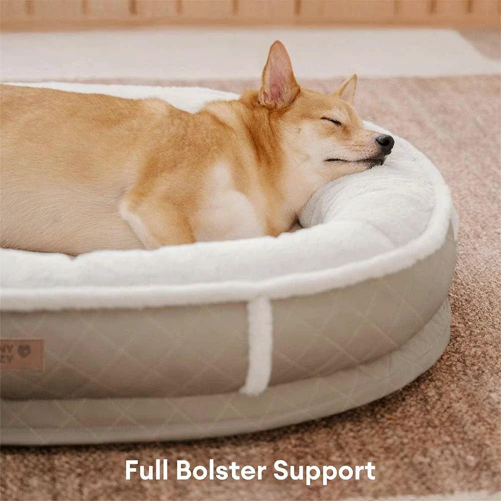 Deluxe Faux Leather & Plush Removable Orthopedic Donut Dog Bed - WarmNest