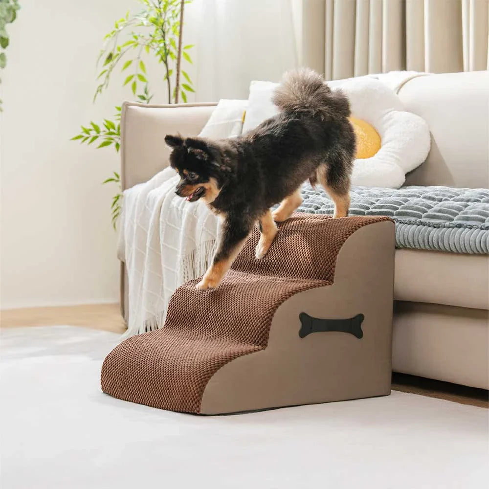 Adjustable Non-Slip Washable Soft Dog Stairs with Gentle Ramp