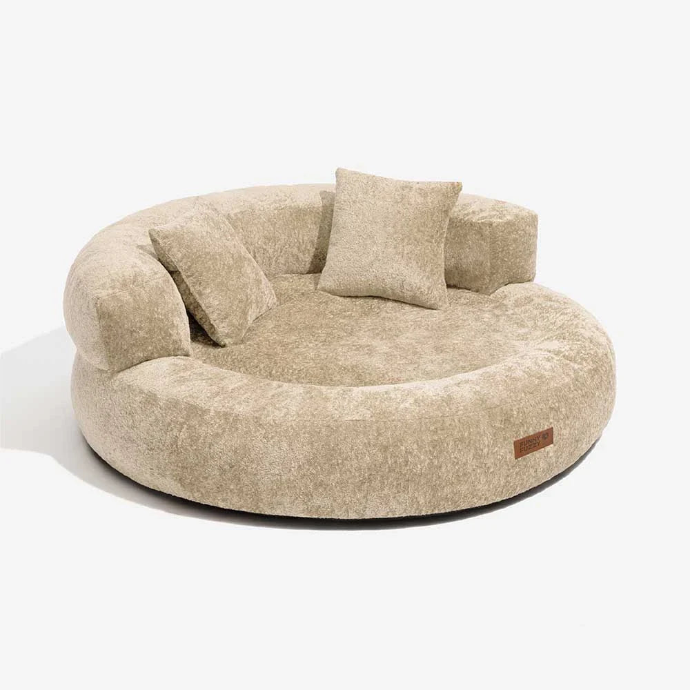 Luxe Diamond Velvet Removable Orthopedic Donut Dog Bed With Pillow - DreamNest