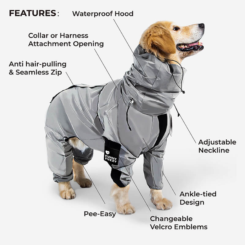 Reflective All-weather Waterproof Cool Dog Accessories Rain Coat - FUNNYFUZZY