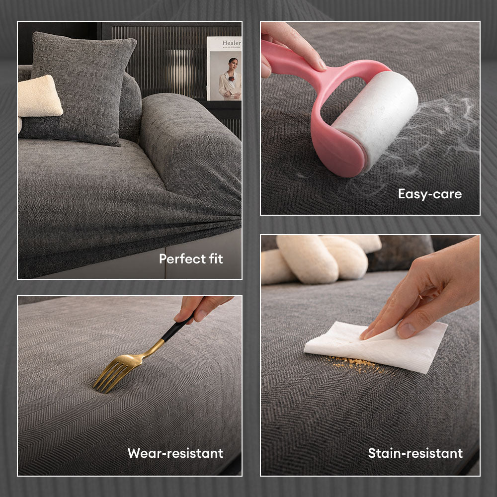Herringbone Full Coverage Comfortable Scratch-Resistant Sofa Protection Magic Couch Cover