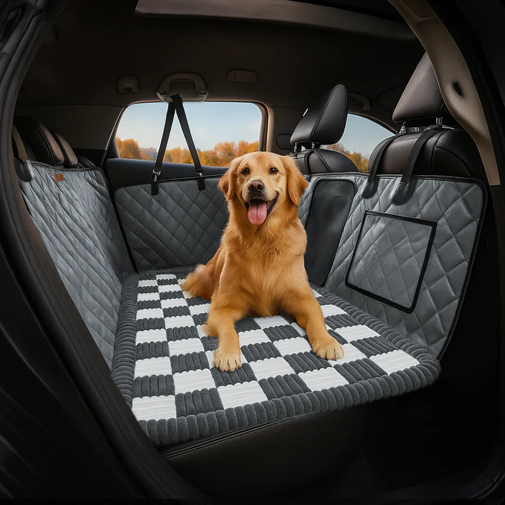 Cozy Plaid Non-Slip Dog Bed Mat for Car Seat Extender