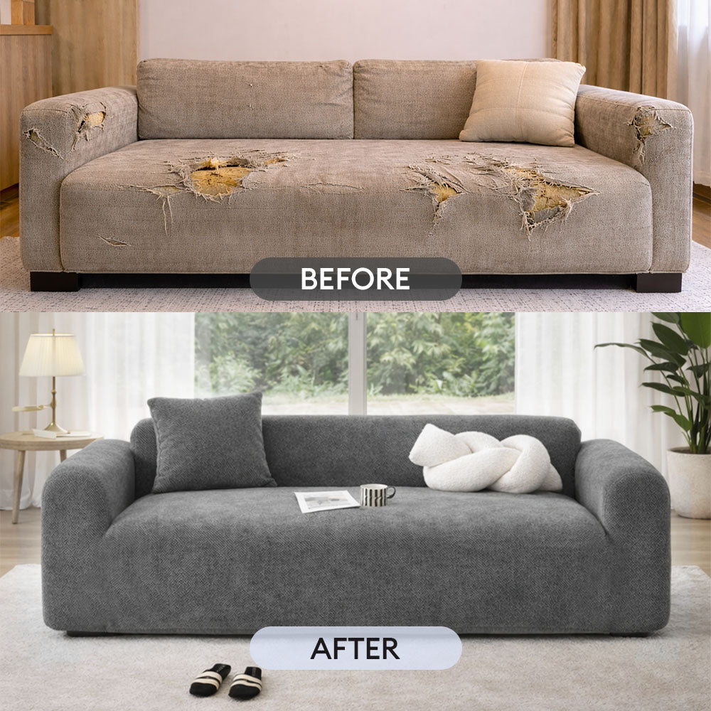 Herringbone Full Coverage Comfortable Scratch-Resistant Sofa Protection Magic Couch Cover