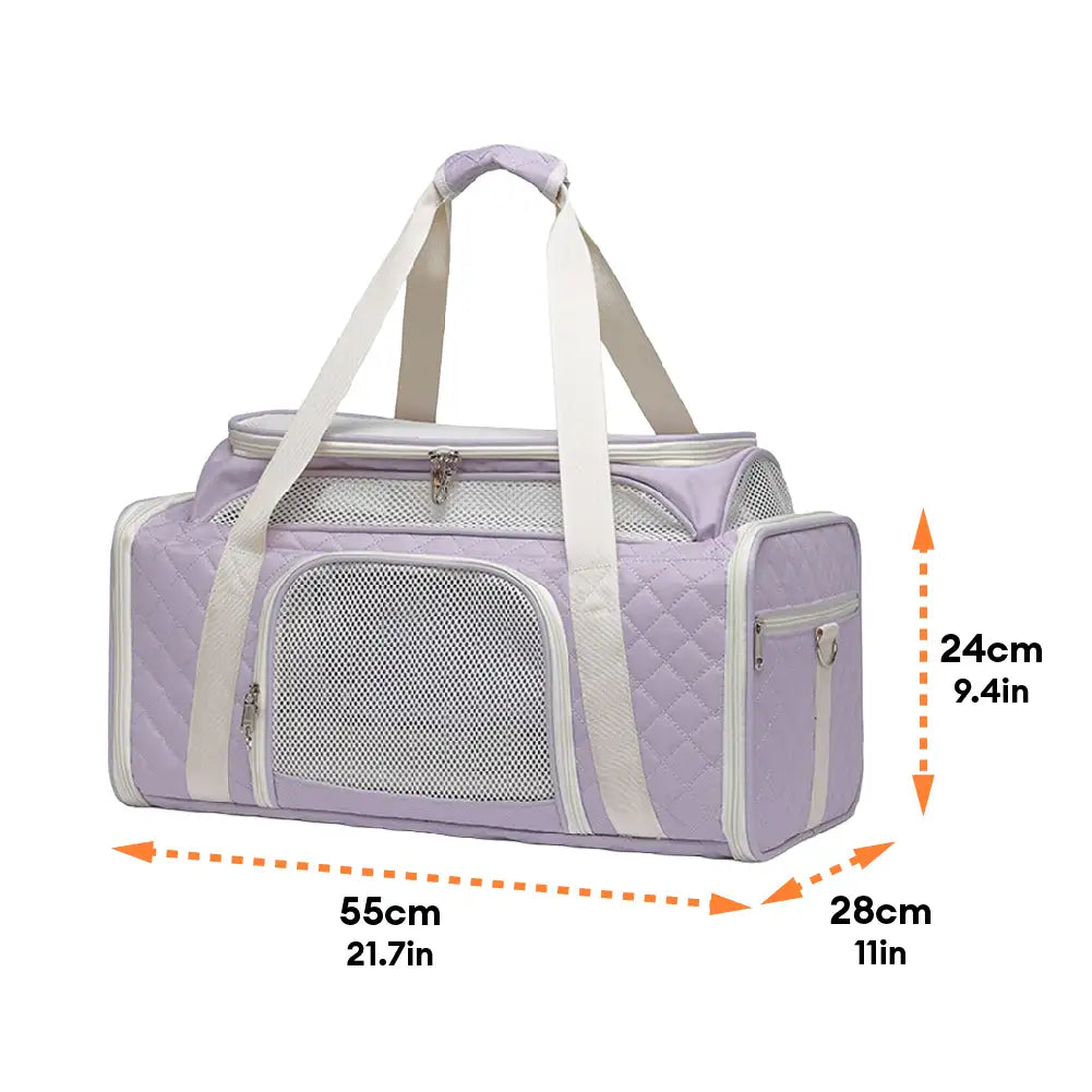 Classic Diamond Pattern Portable Large-Capacity Expandable Pet Carrier Bag