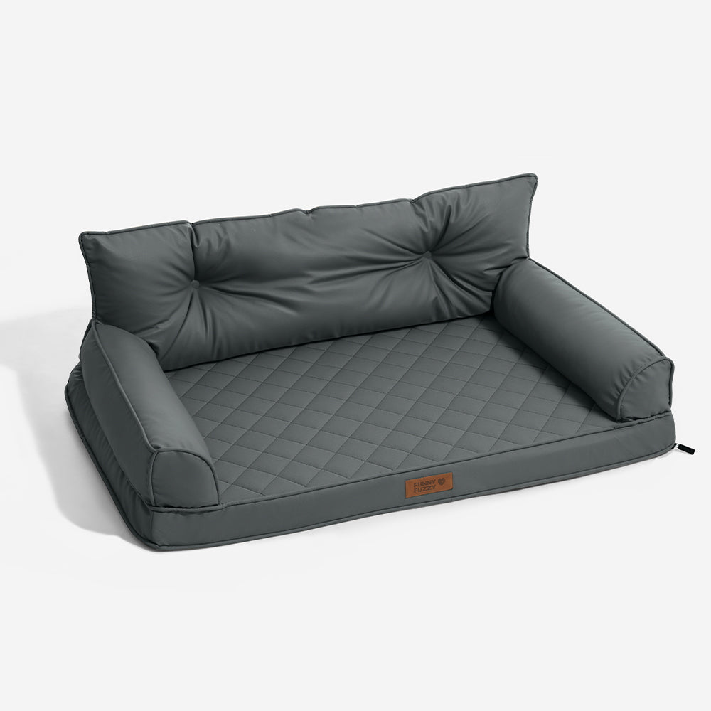 Luxe Faux Leather Foldable Orthopedic Large Dog Bed - Outdoor