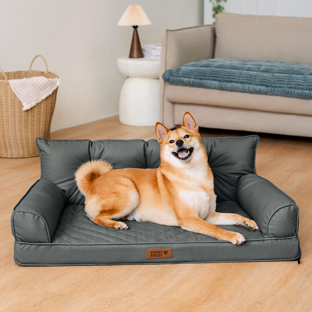 Luxe Faux Leather Foldable Orthopedic Large Dog Bed - Outdoor