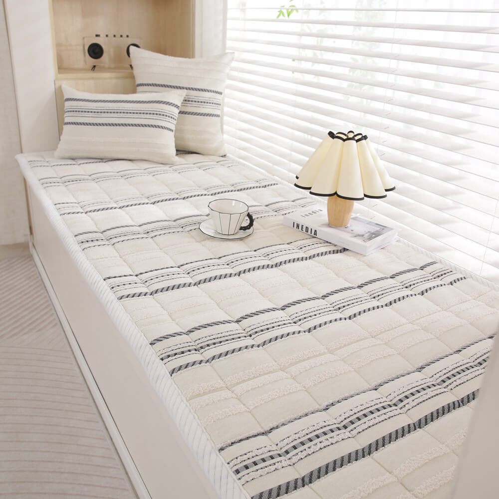 Cozy Chenille Striped Plush Sofa Protector Pet Mat Non-slip Couch Cover