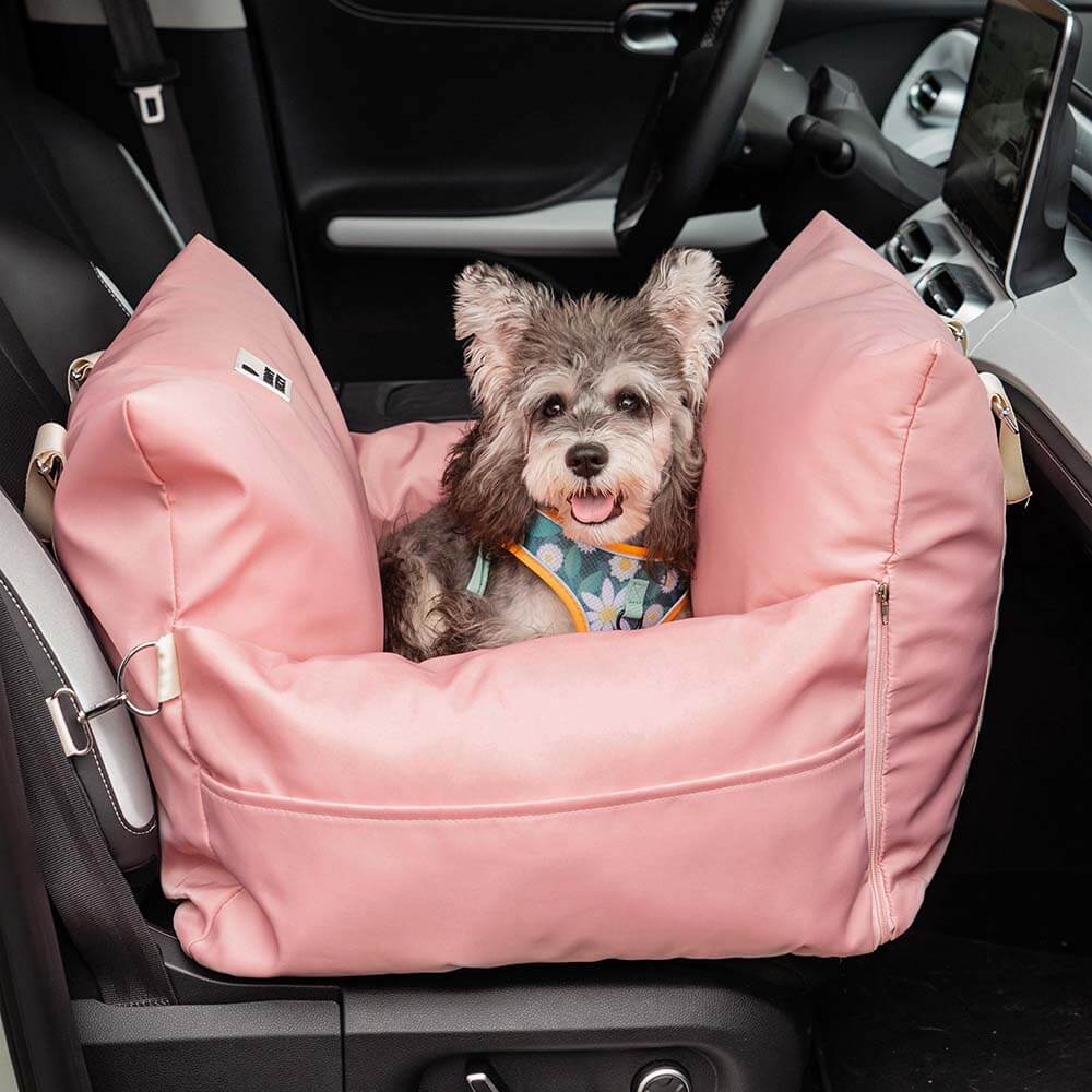 Full Leather Dog Pet Car Seat Bed - Fort - FUNNYFUZZY
