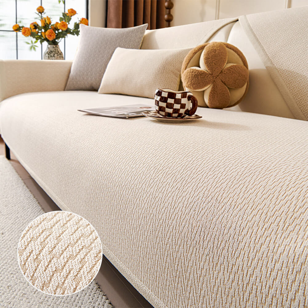 Chenille Minimalist Anti-Slip Fabric with Cat Scratch-Resistant Design Couch Cover