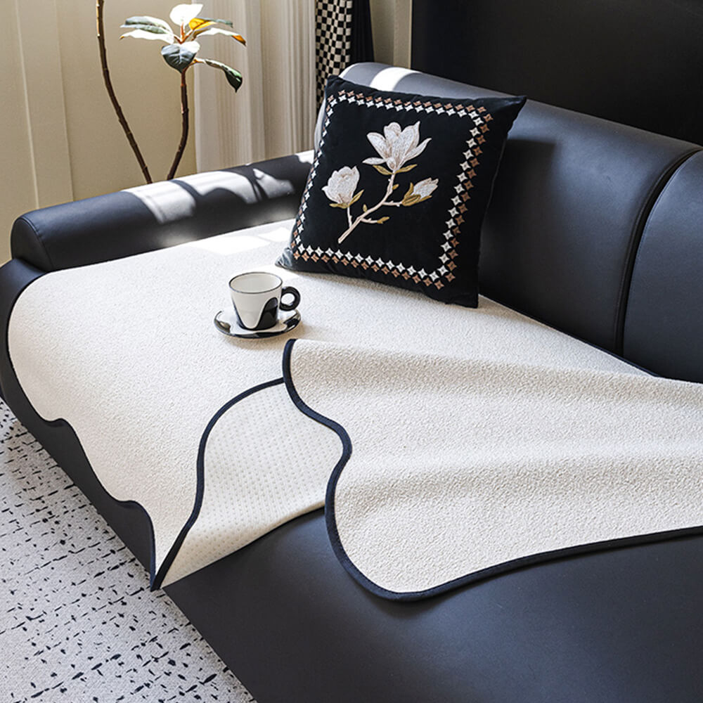 Water-repellent Teddy Fleece Non-Slip Straight Couch Cover