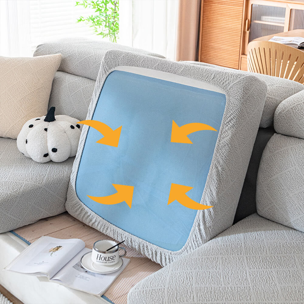 Diamond Jacquard Plush Full-Cover Stretch Couch Cover