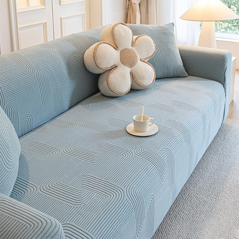 All-Seasons Polar Fleece Elastic Full Wrap Anti-Scratch Couch Cover