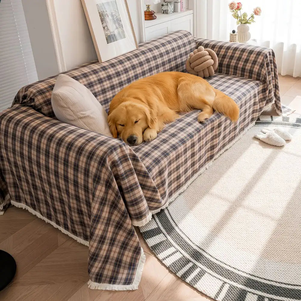 Festive Plaid Color Block Sofa Decoration Couch Cover