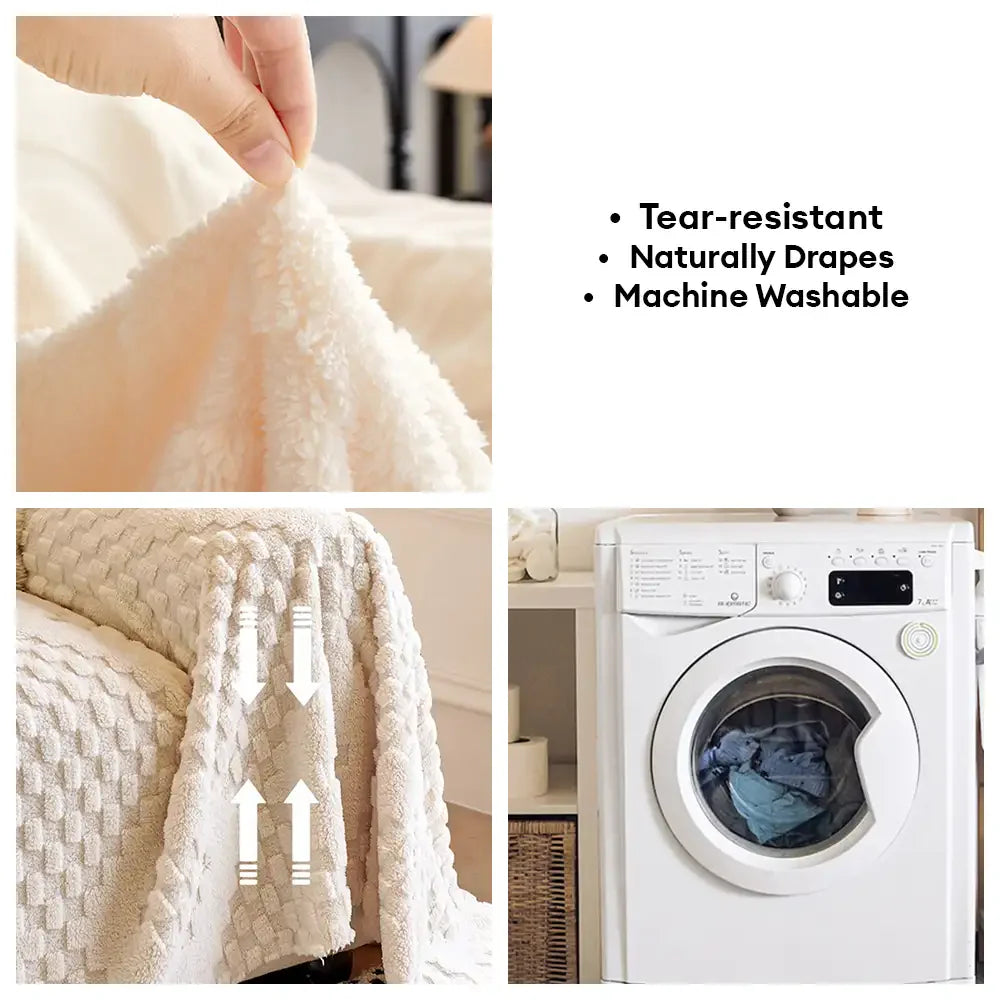 Fluffy Jacquard Velvet Scratch-Resistant Thickened Sofa Blanket Couch Cover