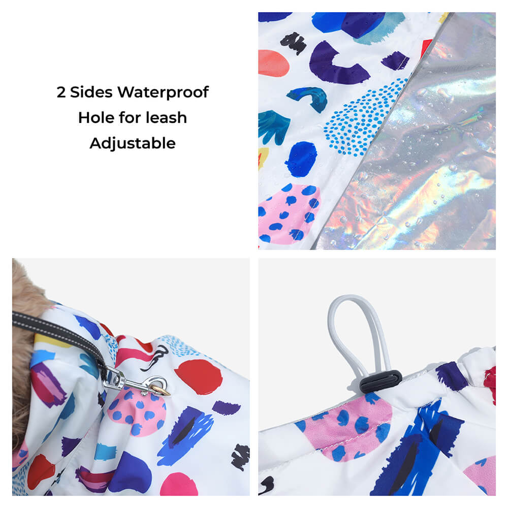 Reversible Waterproof Dog Rain Coat - Graffiti & Iridescent - FUNNYFUZZY