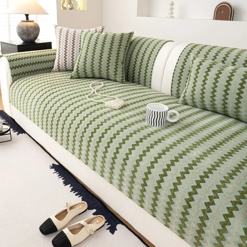 Chenille Art Corrugated Breathable Non-slip Couch Cover