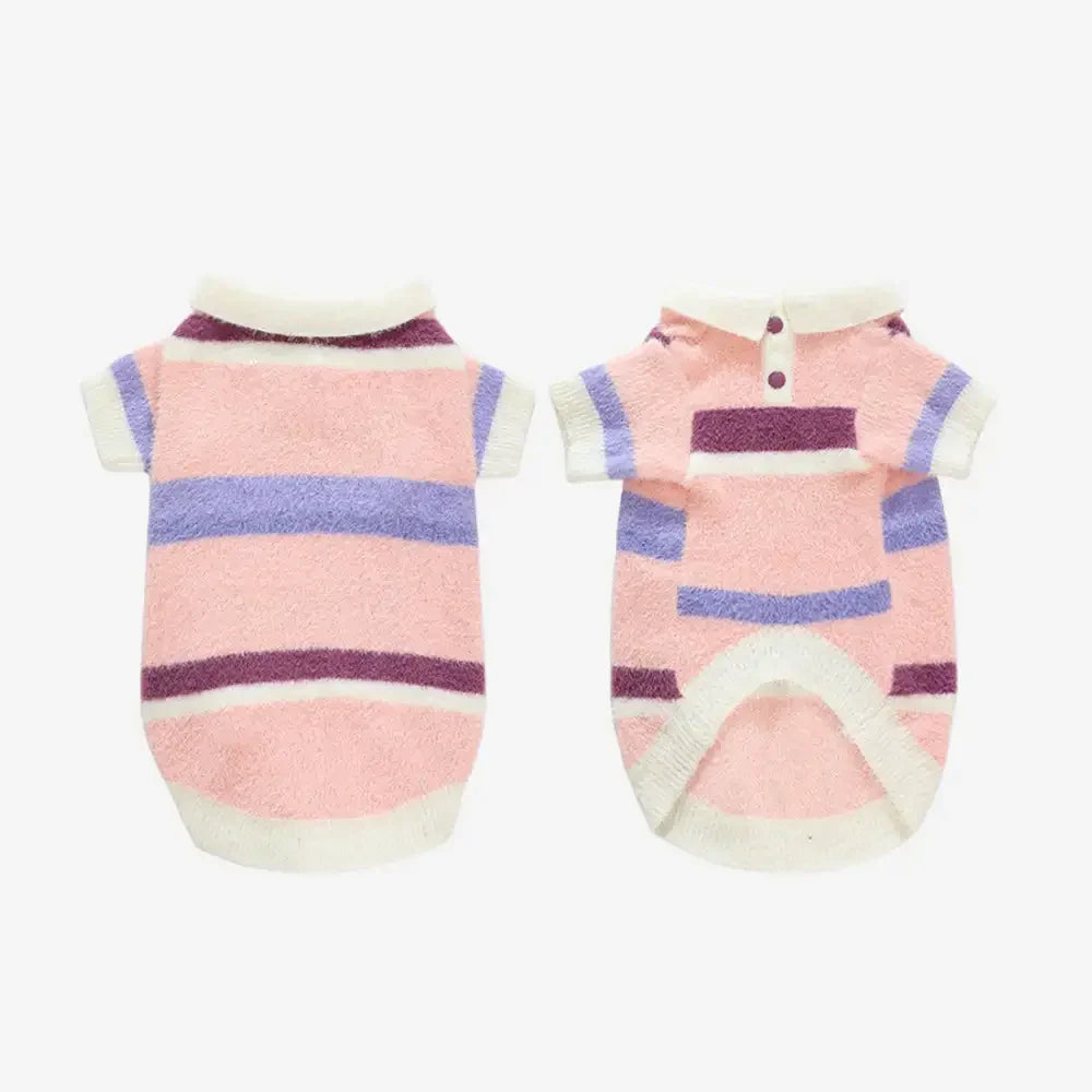 Color-Blocked Striped Faux Mink Fur Warm Dachshund Dog Sweater Suitable For Puppies