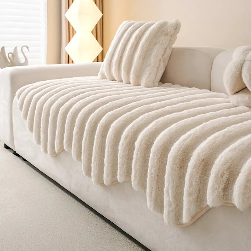 Fluffy Comfort Plush Furniture Protection Decorative Couch Cover