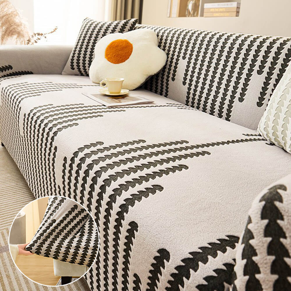 Herringbone Cozy Full-Wrap Stretch Magic Couch Cover