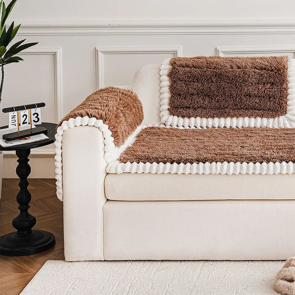 Luxury Fluffy Plush Thickened Comfortable Non-Slip Couch Cover