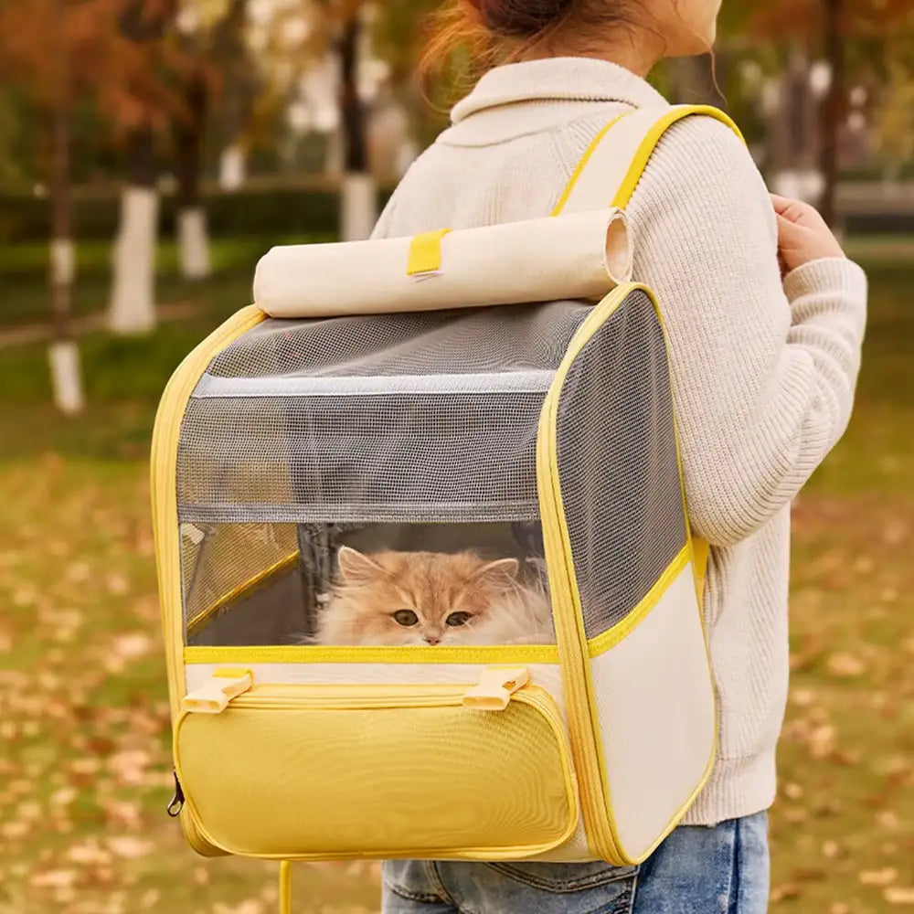Spacious Lightweight Cat Carrier Backpack with Transparent Window