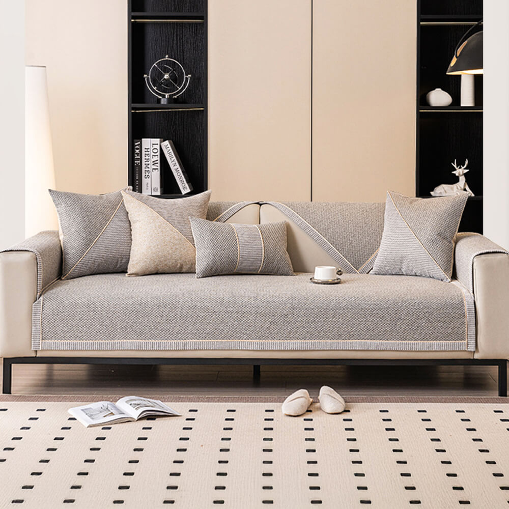 Breathable Woven Cotton Linen Non-Slip Outdoor Couch Cover