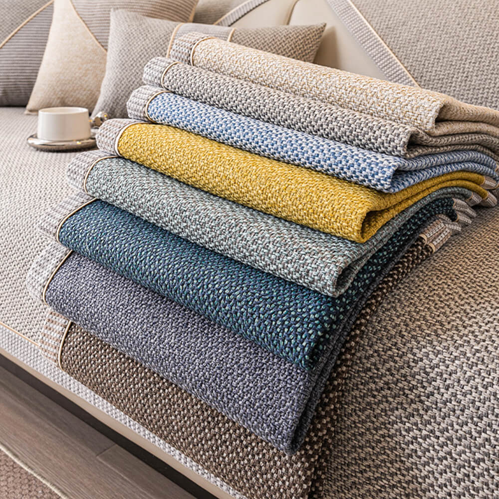 Breathable Woven Cotton Linen Non-Slip Outdoor Couch Cover