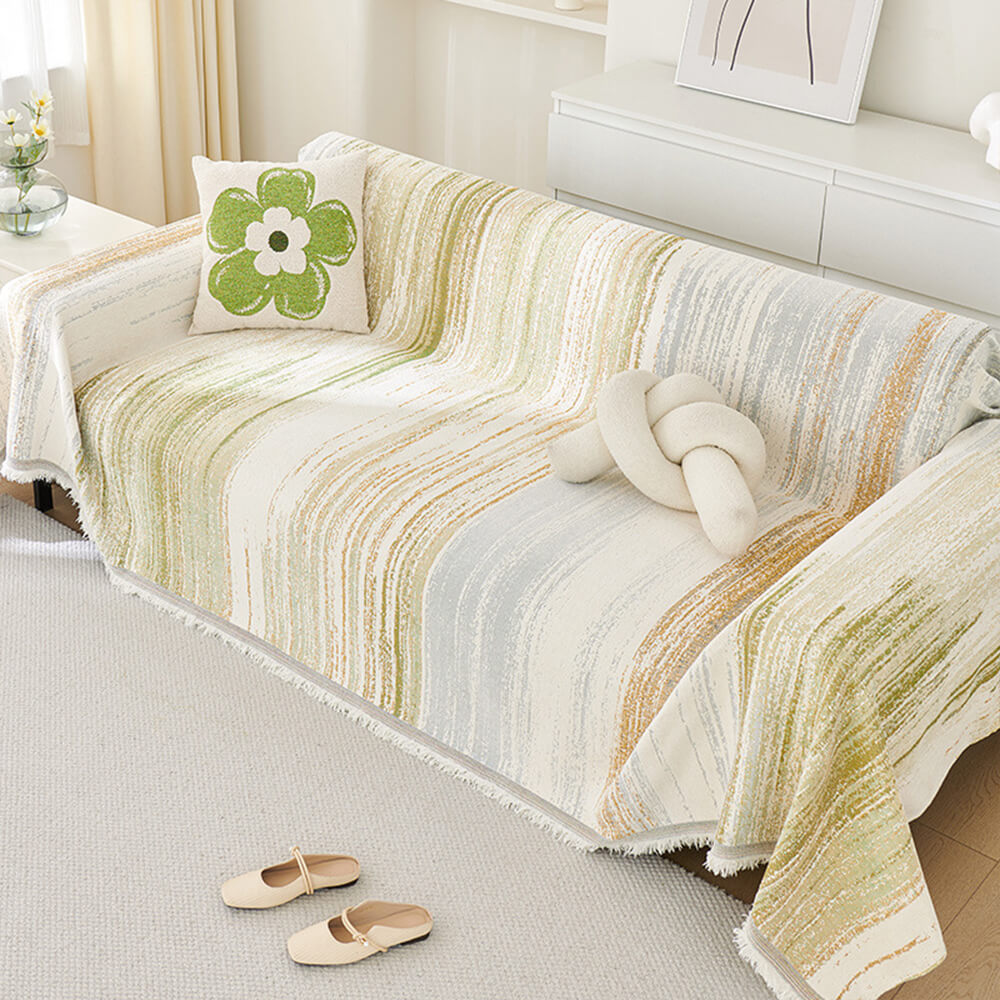 Colorful Rainbow Gradient Full Sofa Drape Throw Couch Cover