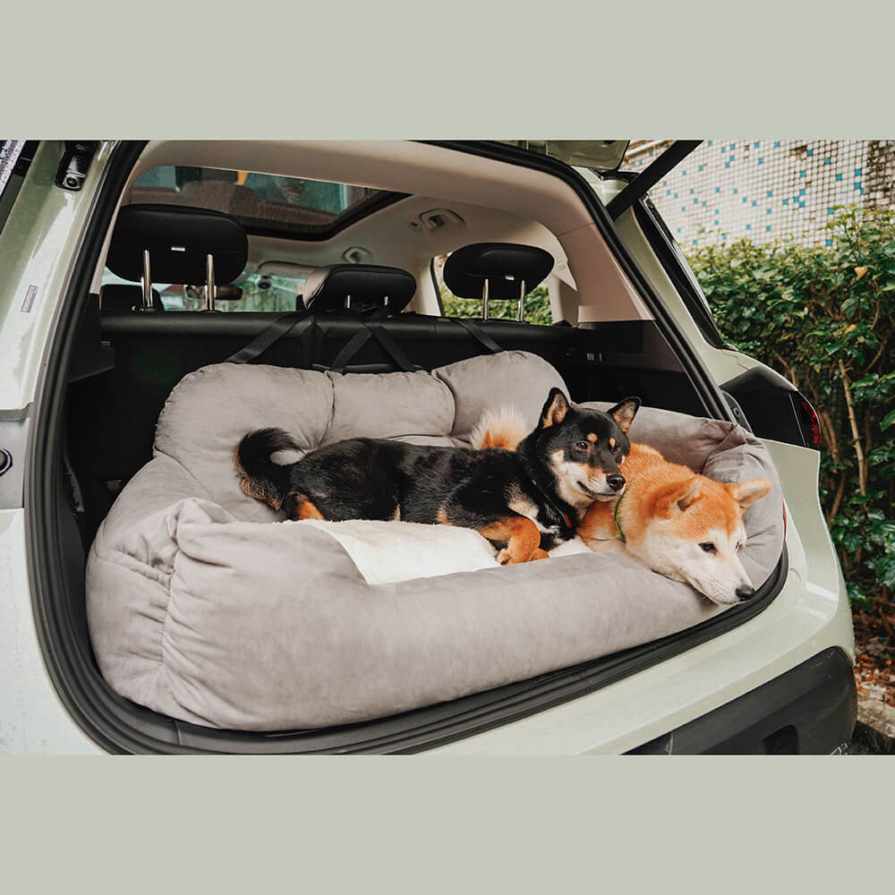 Travel Bolster Safety Medium Large Dog Car Back Seat Bed - FUNNYFUZZY