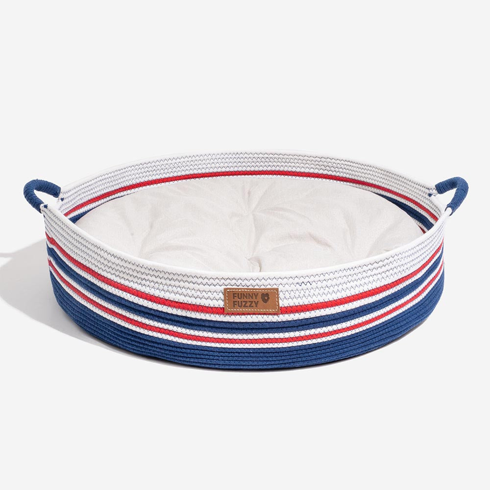 Handcrafted Stripe Calming Cat Bed - Timeless Nest