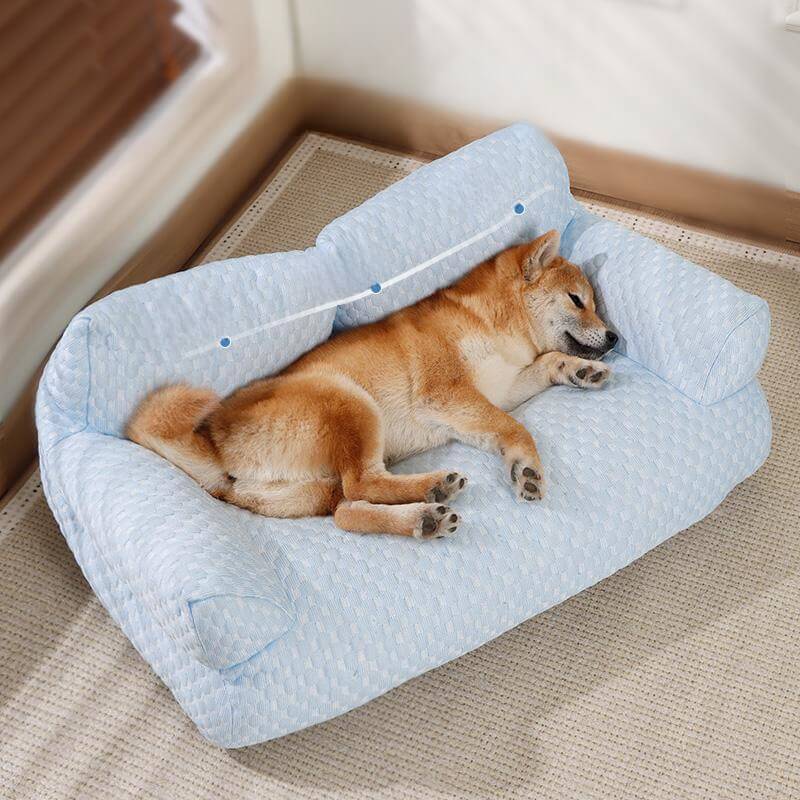 Ice Silk Cooling Pet Bed Breathable Washable Dog Sofa Bed - Outdoor