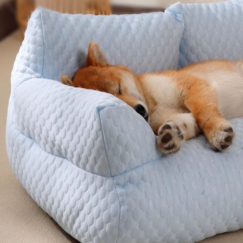 Ice Silk Cooling Pet Bed Breathable Washable Dog Sofa Bed - Outdoor