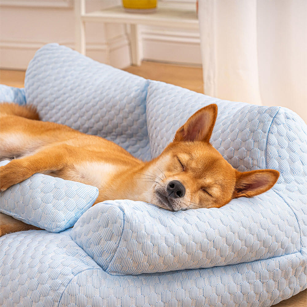 Ice Silk Cooling Pet Bed Breathable Washable Dog Sofa Bed - Outdoor