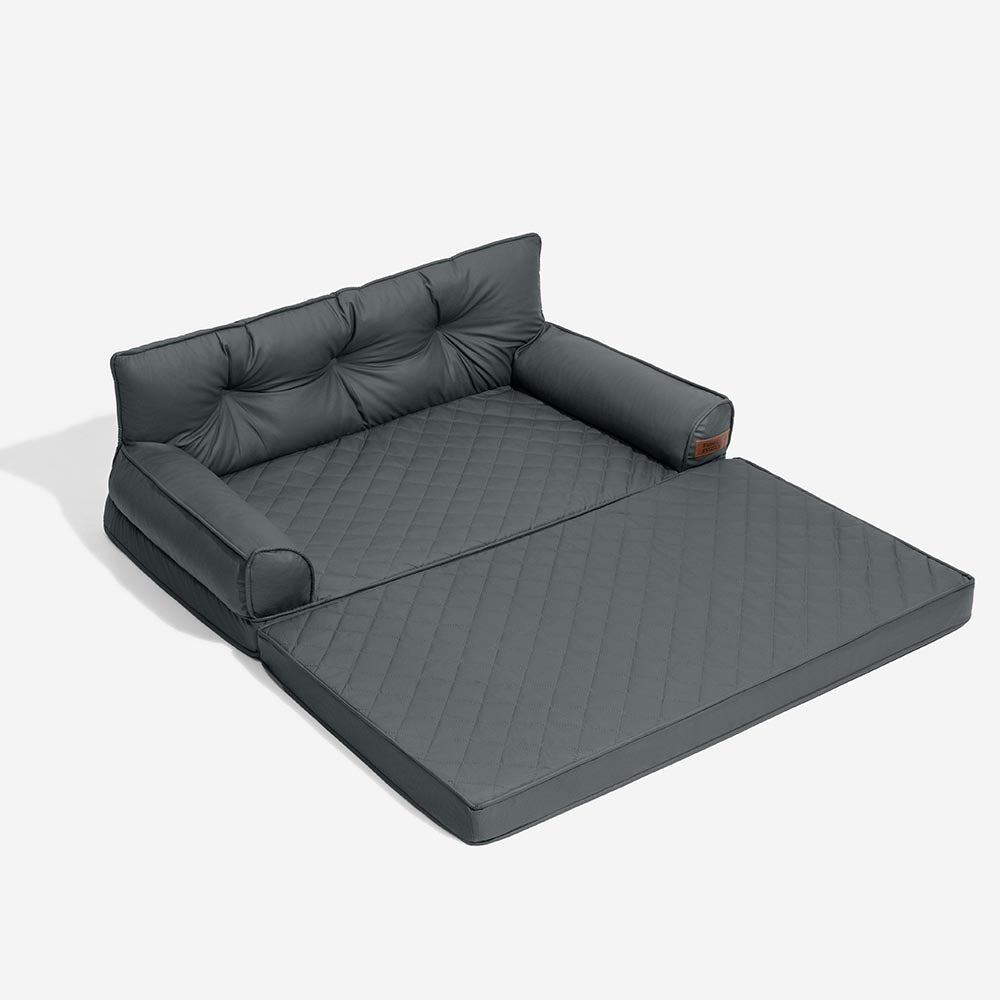 Luxe Faux Leather Foldable Orthopedic Large Dog Bed - Outdoor