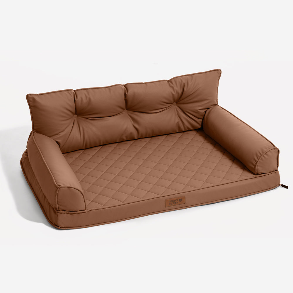 Luxe Faux Leather Foldable Orthopedic Large Dog Bed - Outdoor
