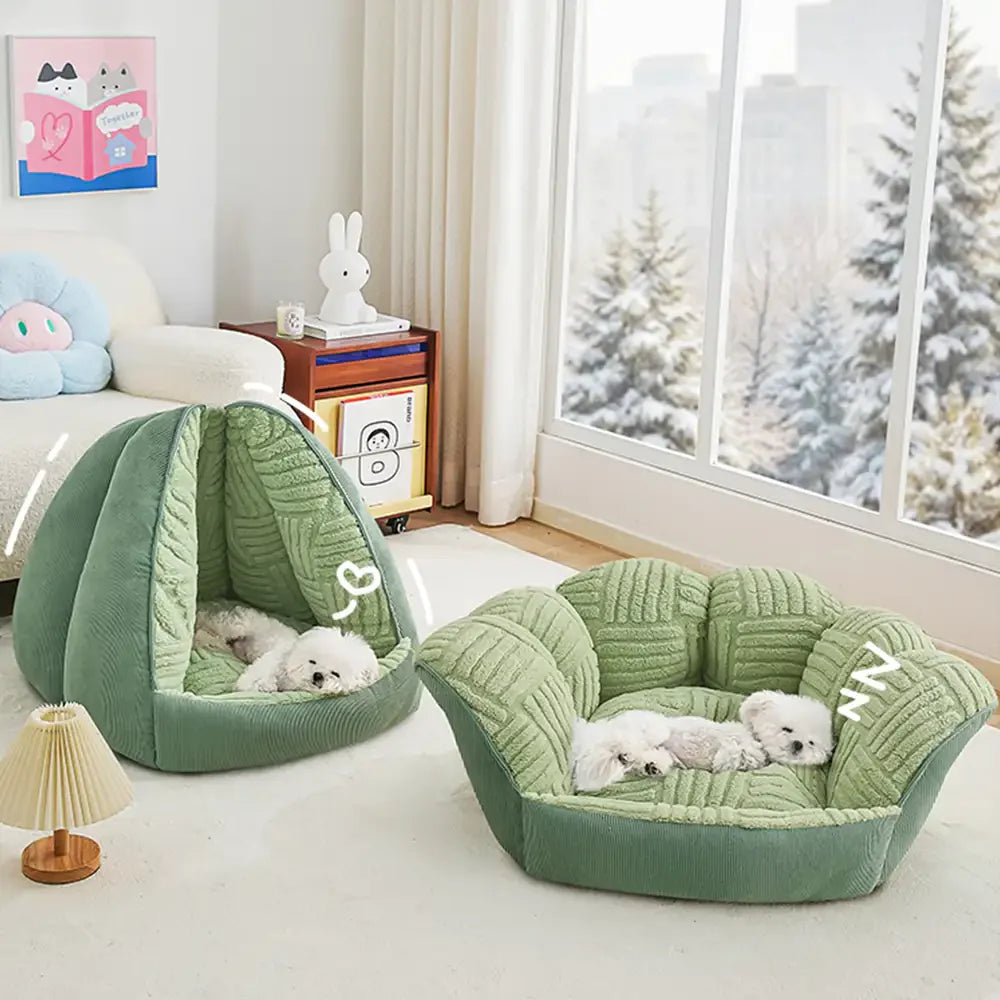Multifunctional Semi-Enclosed Cave Dog Bed Warming Pet Bed