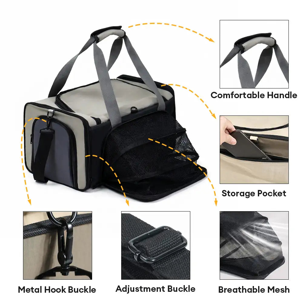 Outdoor Portable Breathable Large-Capacity Expandable Cat Airline Approved Carrier Bag