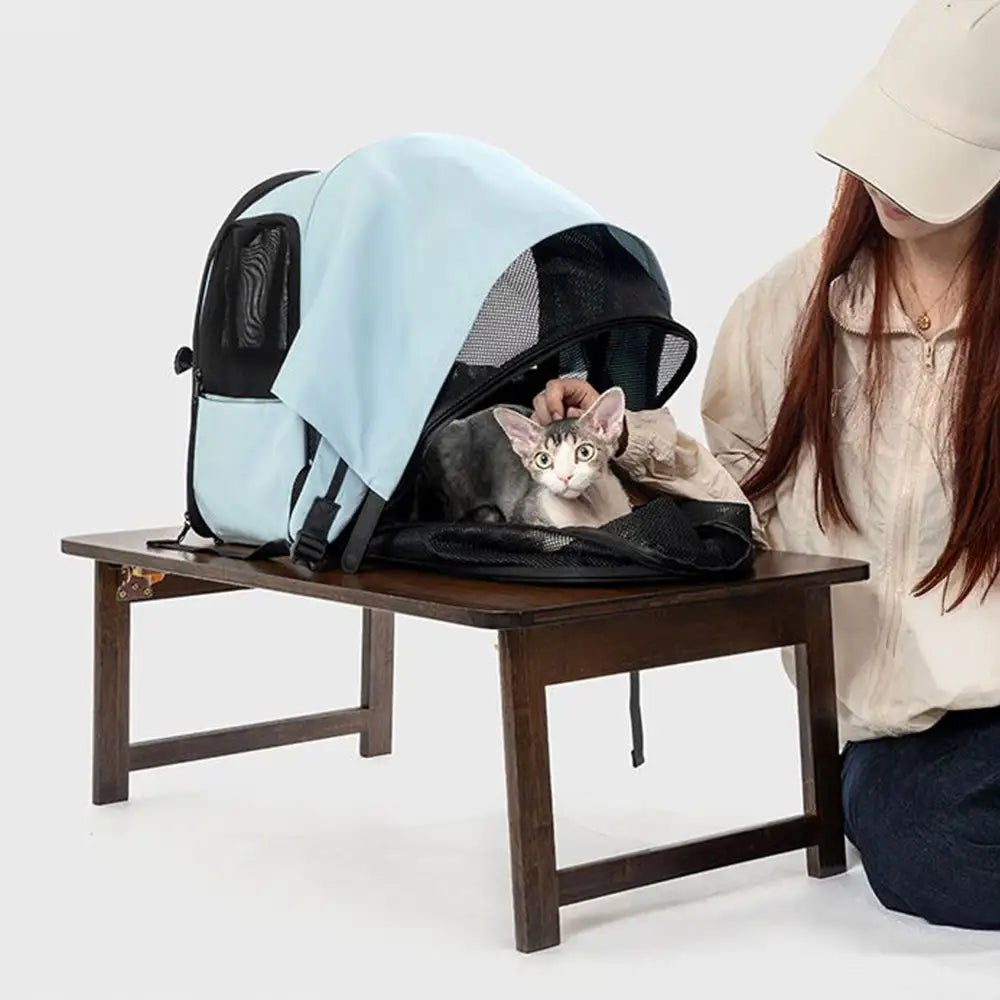 Outdoor Travel Expandable Breathable Cat Carrier Backpack with Sunshade