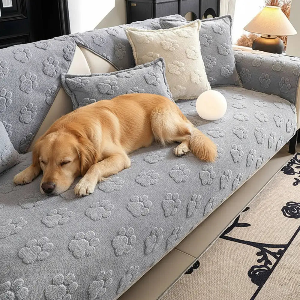 Paw Print Cute Plush Thick Sofa Decoration Non-slip Couch Cover