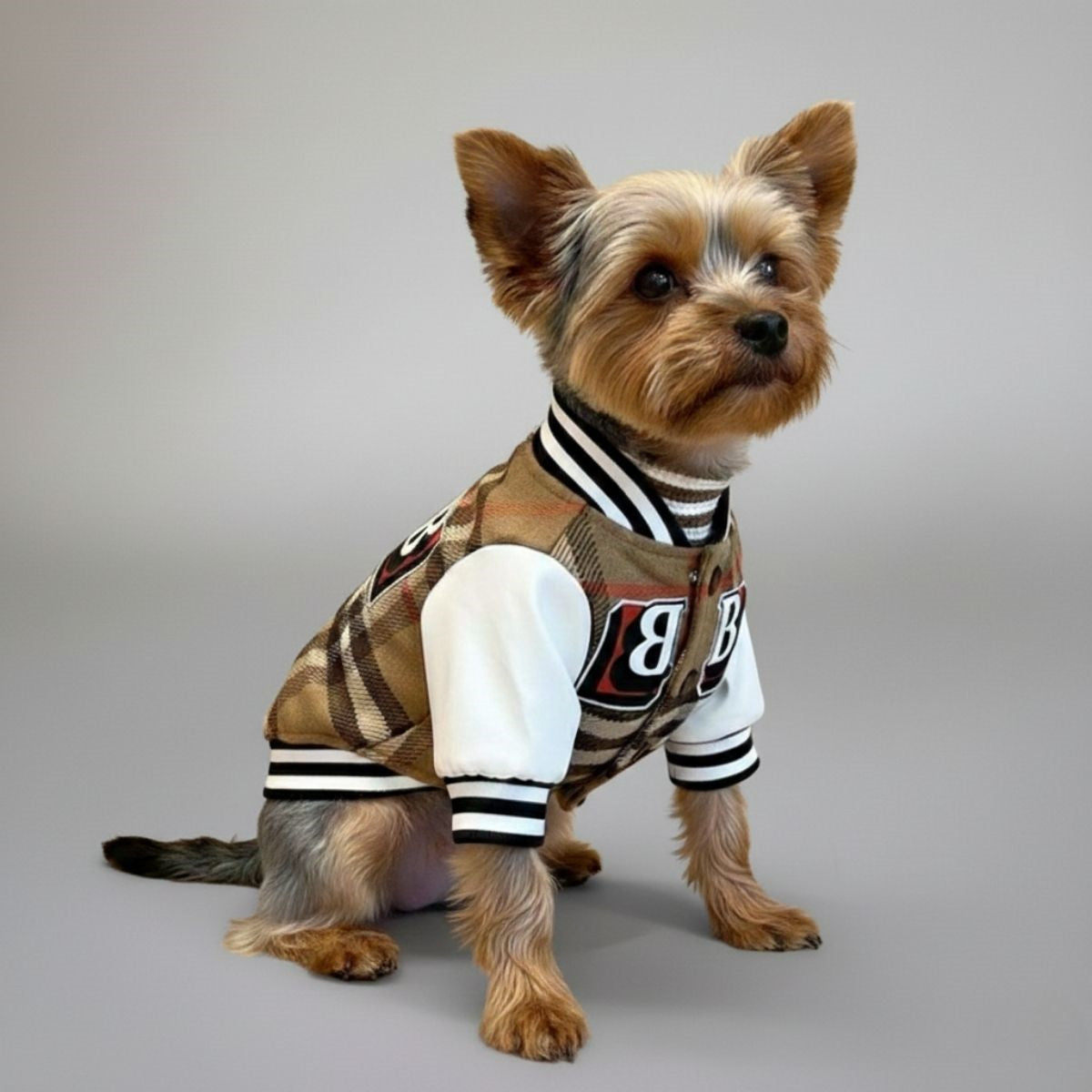 Plaid Baseball Dog Jacket – Sporty and Stylish Outerwear for Dogs