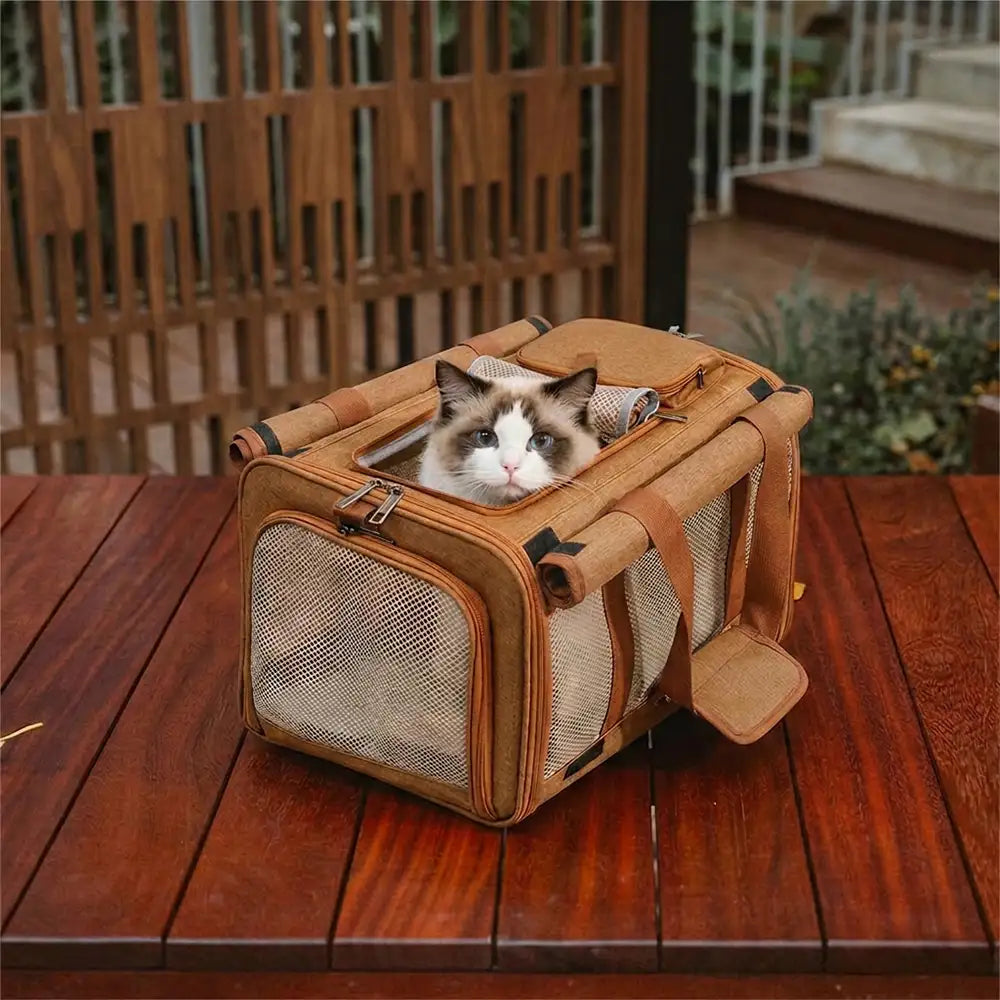 Portable Breathable Large-Capacity Expandable Multi-Functional Cat Airline Approved Carrier Bag