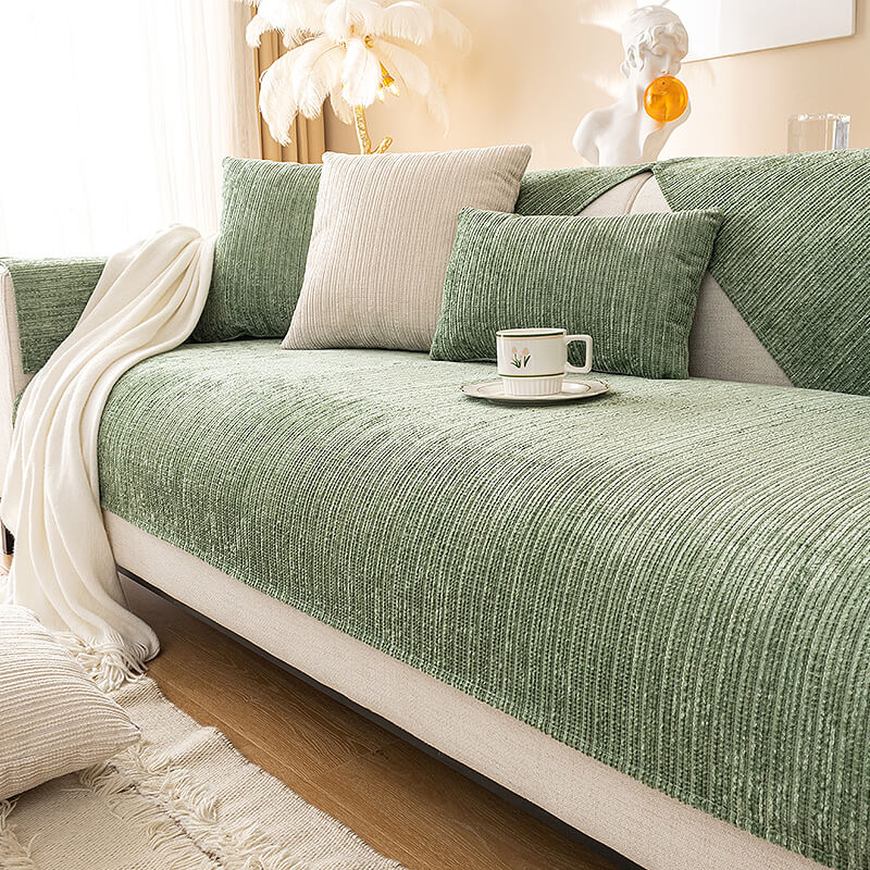 Simple Solid Color Chenille Scratch-resistant Protective Outdoor Couch Cover