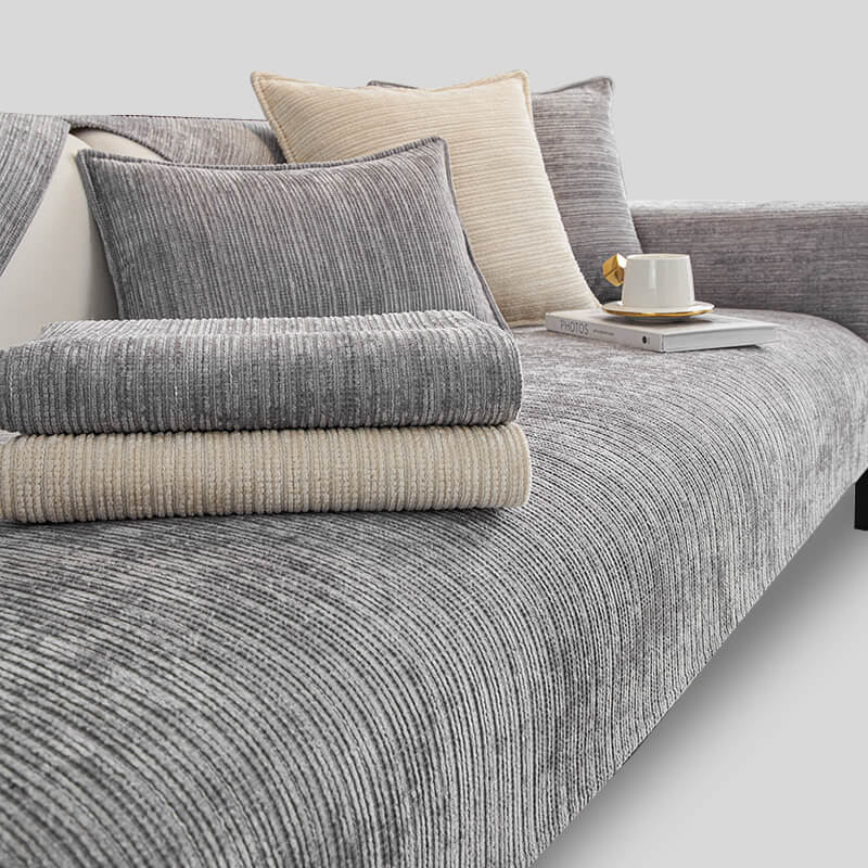 Simple Solid Color Chenille Scratch-resistant Protective Outdoor Couch Cover