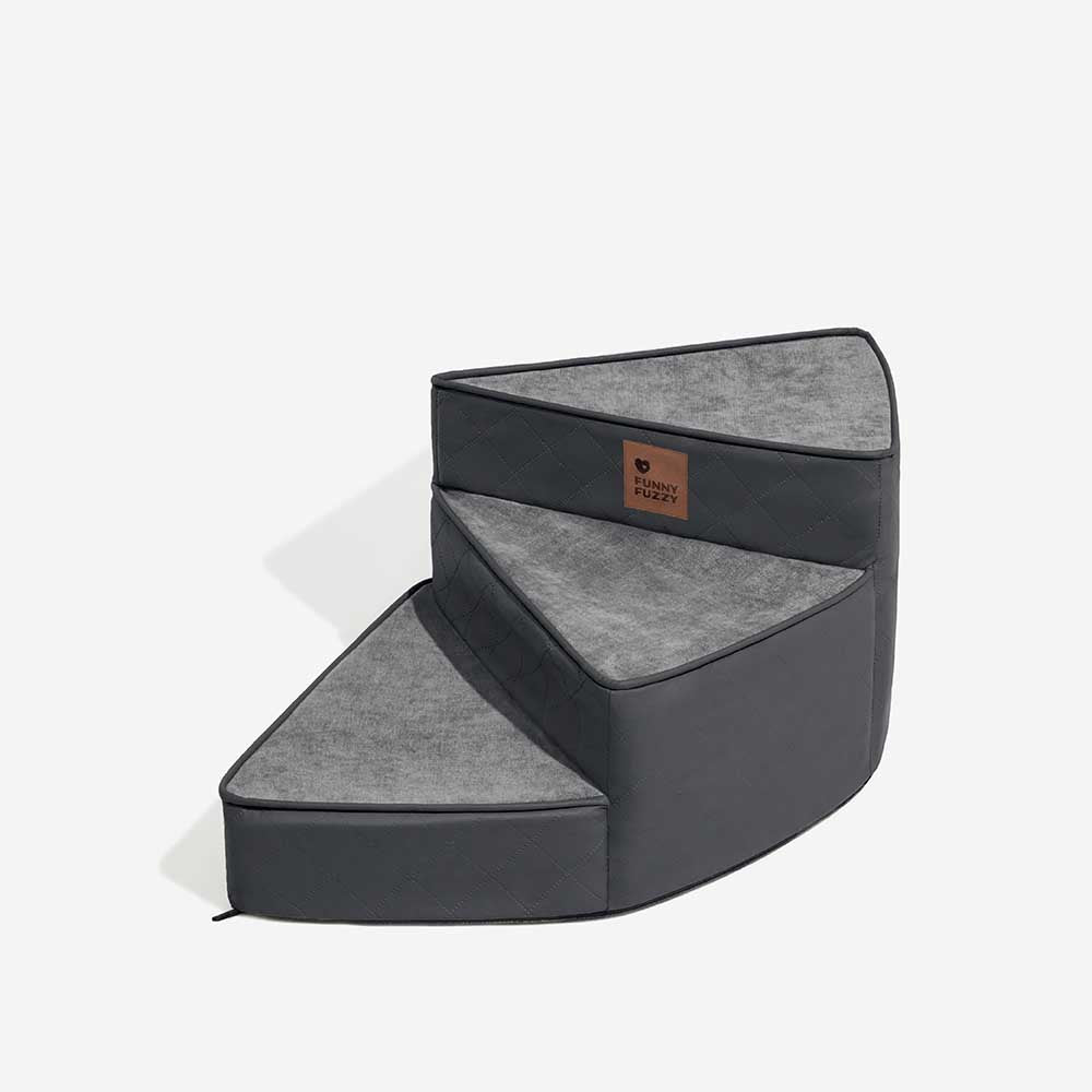 Luxe Water-repellent Faux Leather Removable Spiral Pet Stairs - StepEase