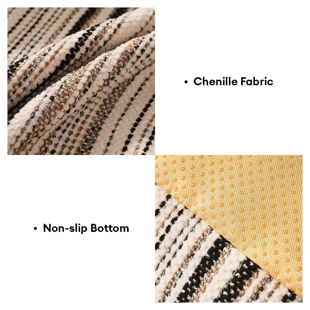 Striped Chenille Scratch-Resistant Breathable Neck Support Dog Square Bed